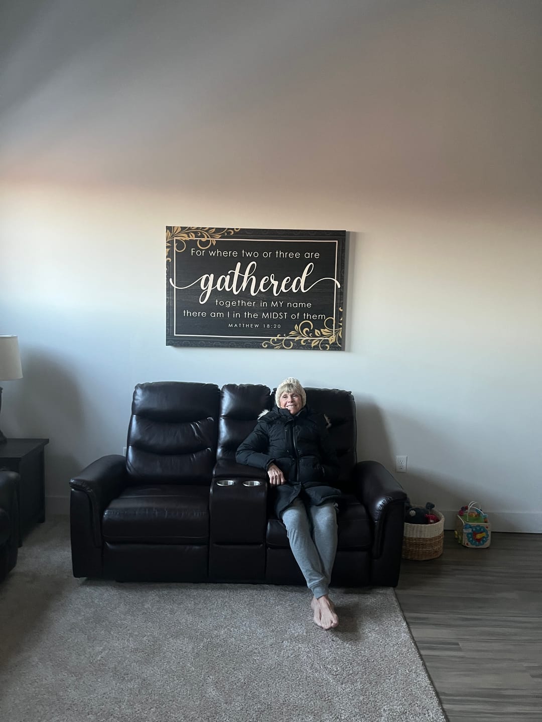 Customer photo review of Where Two Or Three Are Gathered Together In My Name Matthew 18:20 Wall Art Canvas
