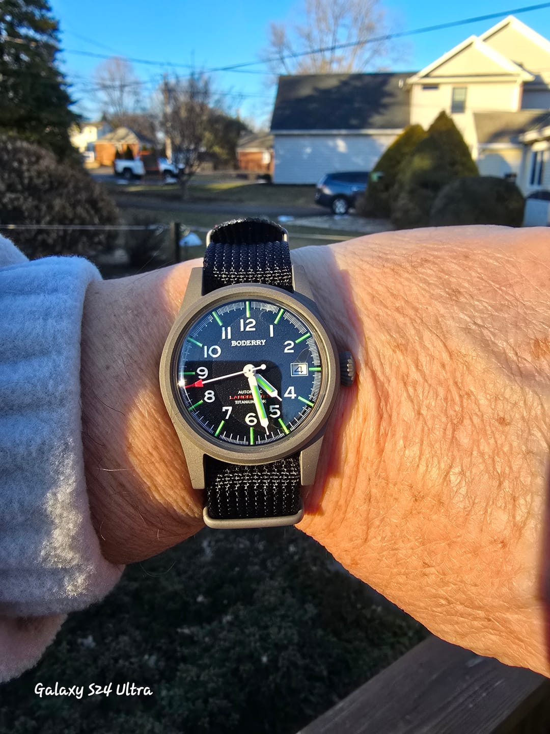Customer photo review of LANDMASTER - 100M Waterproof Titanium Automatic Field Watch | Black