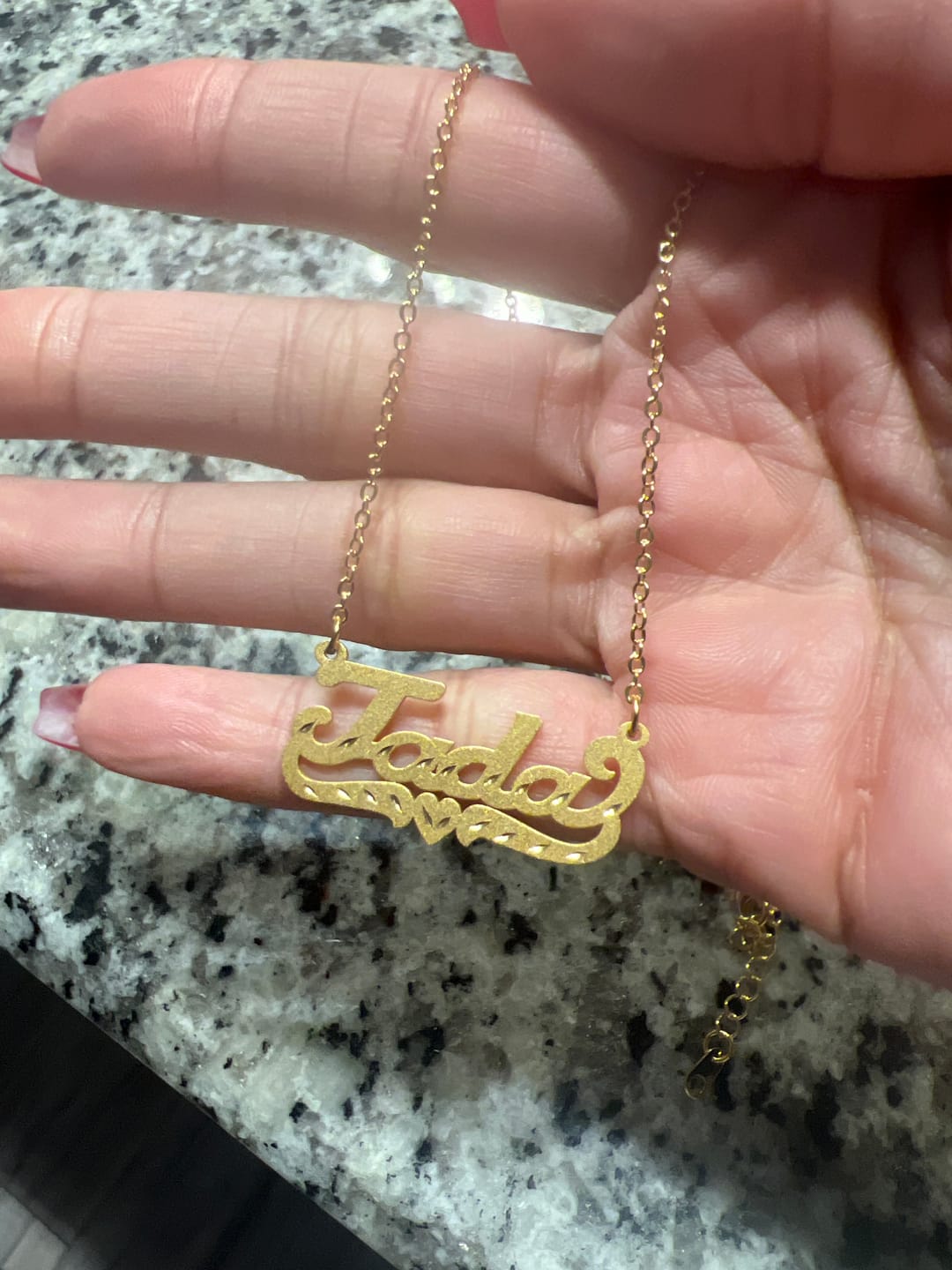 Customer photo review of Name Pendant in Diamond cut