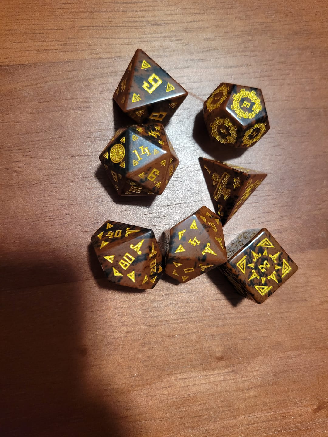 Customer photo review of Aztec Mahogany Obsidian Stone Dice Set - Dice Around the World Collection