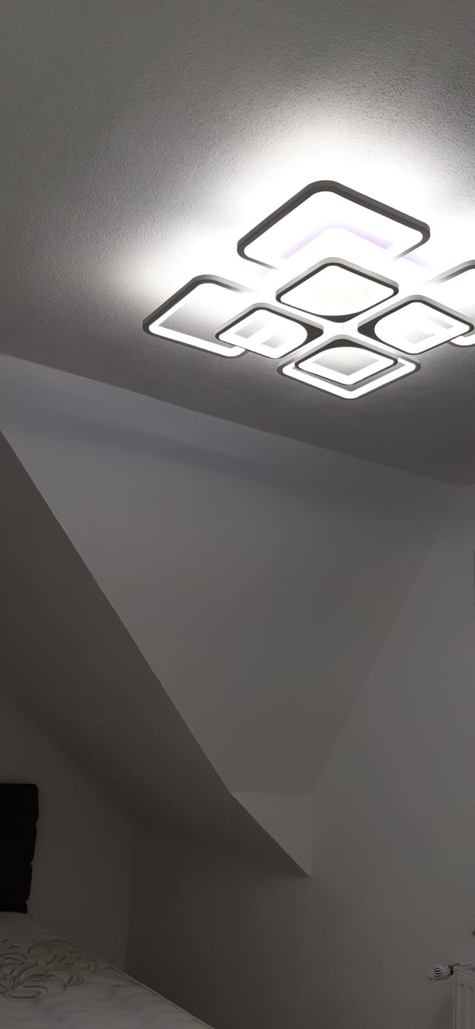 Customer photo review of Lustra LED 4+4 SQUARE GIGANT Echivalent 1000W Telecomanda