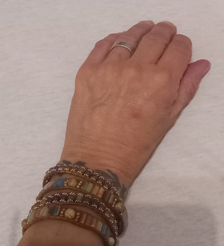 Customer photo review of Handmade Natural Jasper & Crystal Leather Wrap Bracelet