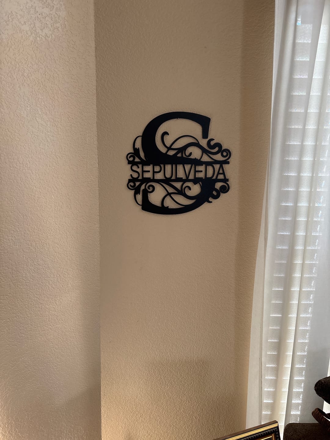 Customer photo review of Metal Split Letter Vine Monogram | Customizable Wall Art | Indoor Outdoor | Up to 46" | Over 20 Color Options