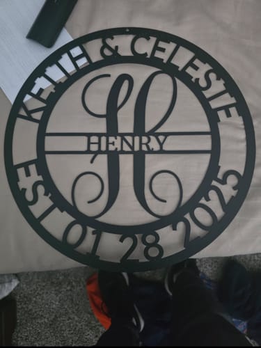 Customer photo review of Elaborate Name - Steel Sign