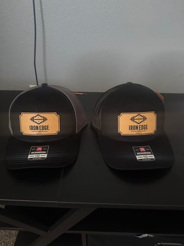 Customer photo review of Custom Leather Patch Hats Richardson 112 Laser Engraved