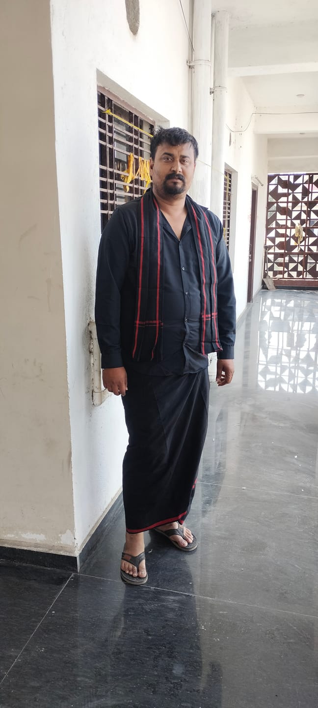 Customer photo review of Saranam Set - Black Shirt and Black Dhoti with Red Border 3-in-1 Devotional Set for Men | Uathayam