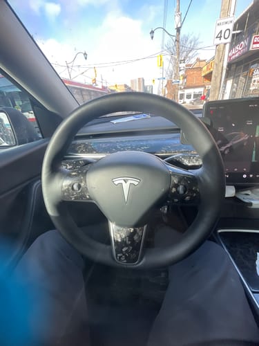 Customer photo review of Real Molded Forged Carbon Fiber Wiper & Shift Stalk Overlay Covers for Tesla Model 3 V2 2017-2023