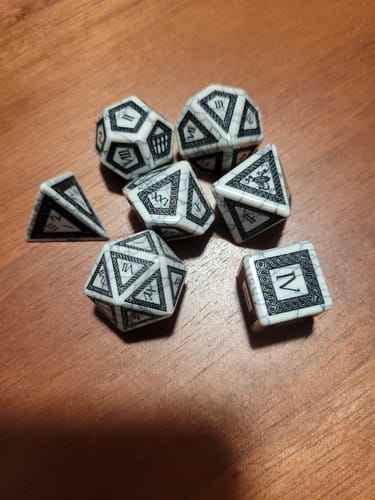 Customer photo review of Roman White Howlite Stone Dice Set - Dice Around the World Collection