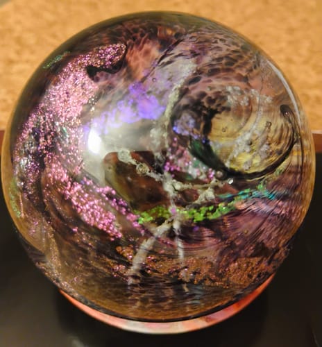 Customer photo review of Dichroic Explosion Orb with Cremation Ash