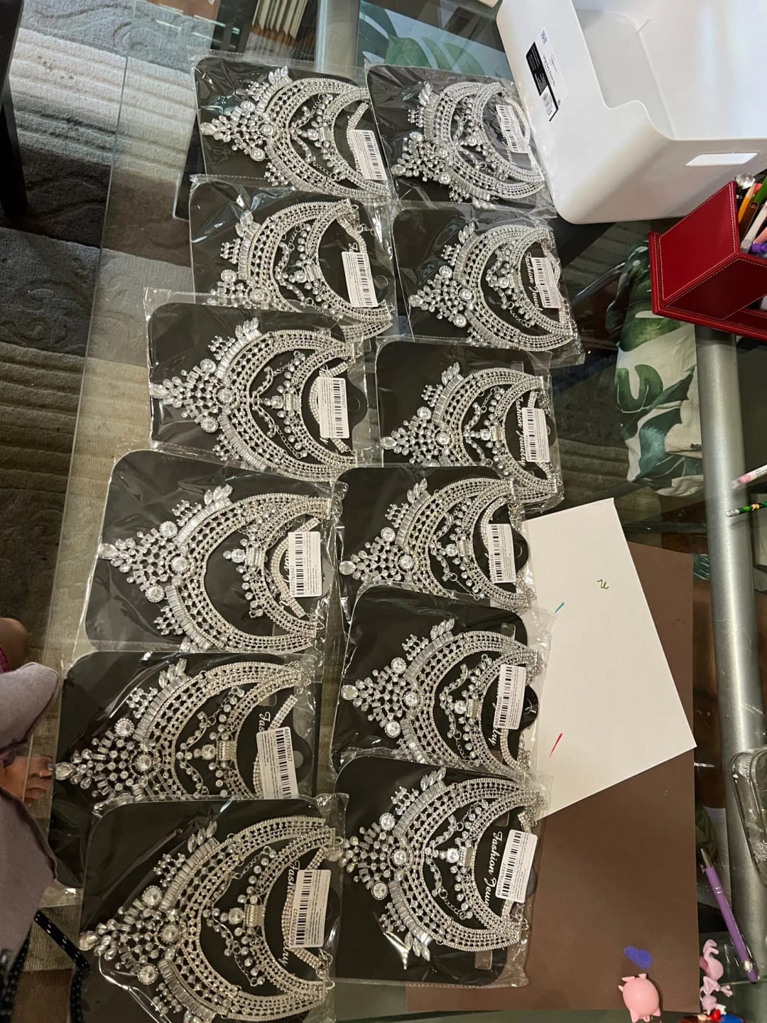 Customer photo review of Gypsy Vintage Maxi Necklace Crystal Cascade — Silver | KIMLUD