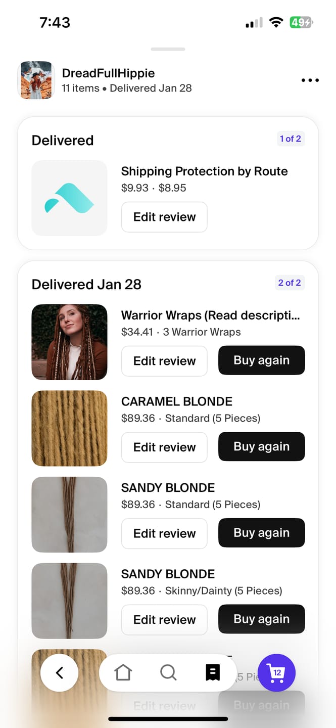 Customer photo review of Shipping Protection by Route