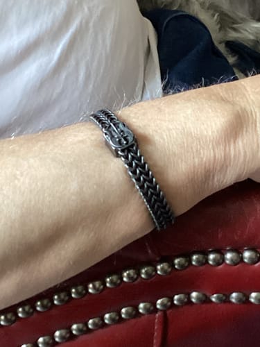 Customer photo review of St. Michael Defend Us Bracelet - Helps Pair Veterans With A Service Dog Or Shelter Dog