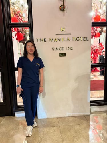Customer photo review of 5-Pocket MoveTech® Scrub Top - Women / Navy