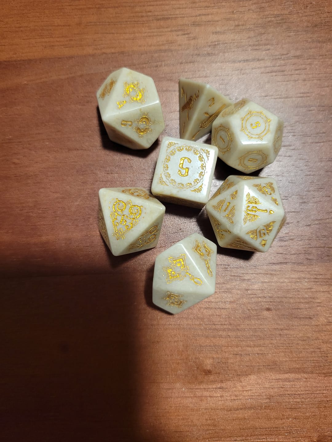 Customer photo review of Mongolian White Opal Stone Dice Set - Dice Around the World Collection