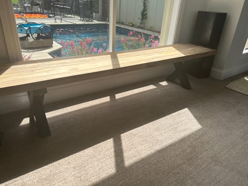 Customer photo review of Fortico Teak X-leg Bench Seat 220cm