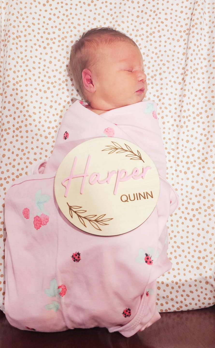 Customer photo review of Personalised Baby Birth Announcement Plaque | Custom Bedroom Door Sign