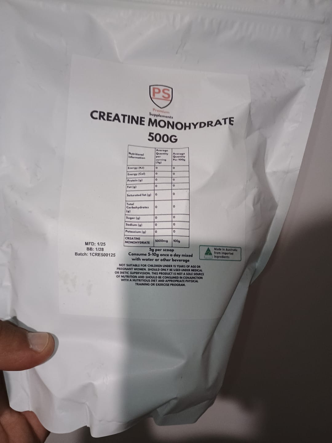 Customer photo review of Micronised Creatine Monohydrate