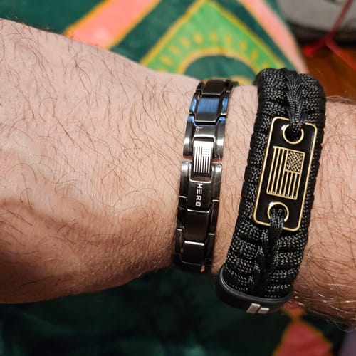 Customer photo review of Special Offer! Body Armor Titanium Magnetic Bracelet: Helps Pair Veterans With A Service Dog Or Shelter Dog