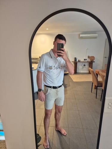 Customer photo review of Ultra-Stretch 7" Chino Shorts - Cream