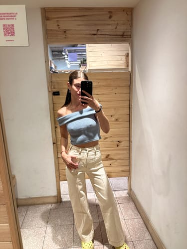 Customer photo review of Pants Wide Leg Pocket Ecru