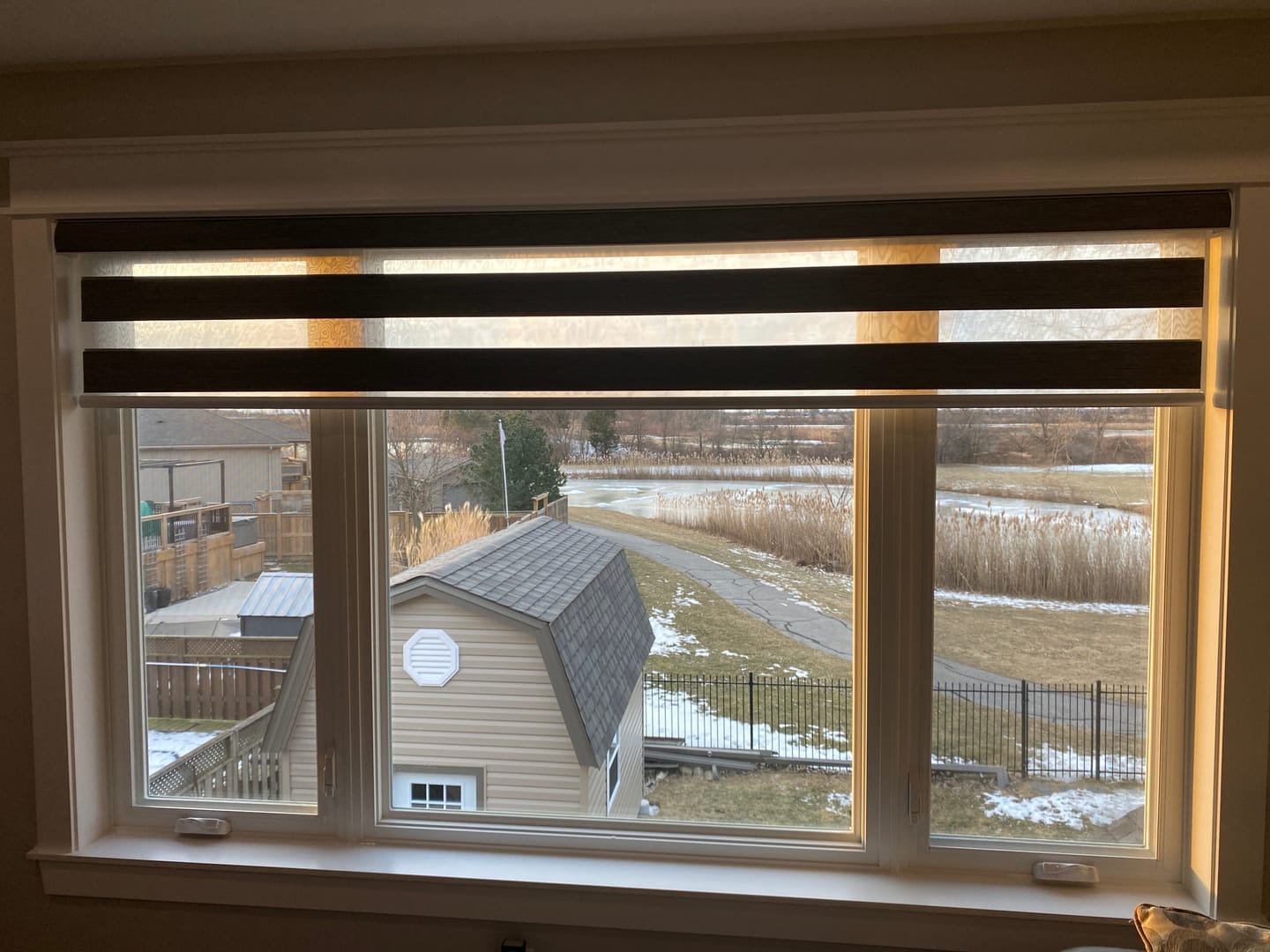 Customer photo review of SmartWings Motorized Zebra Shades 85% Blackout 95mm Ingrid