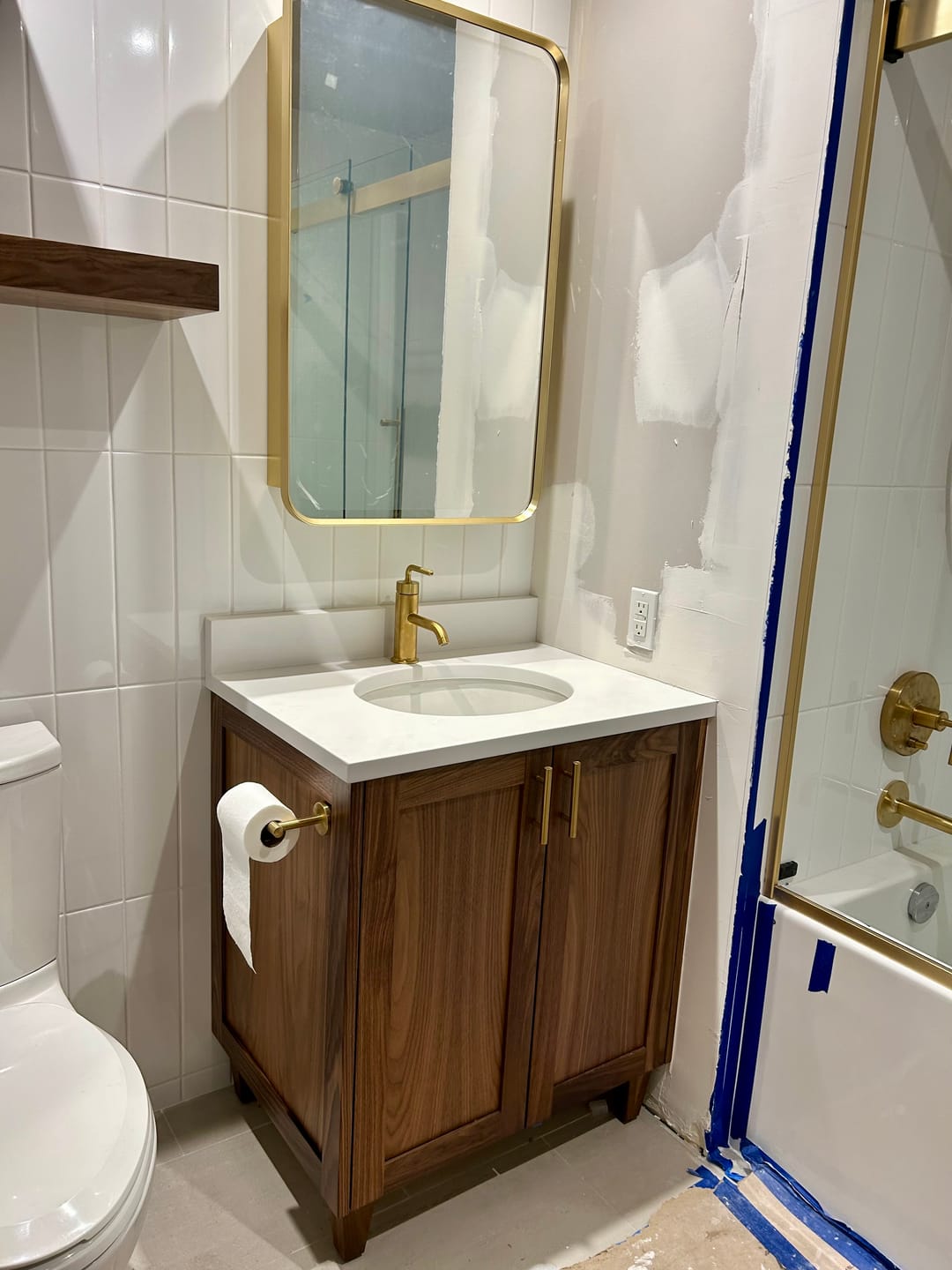 Customer photo review of Bridgeport 30" American Black Walnut Bathroom Vanity w/ Doors
