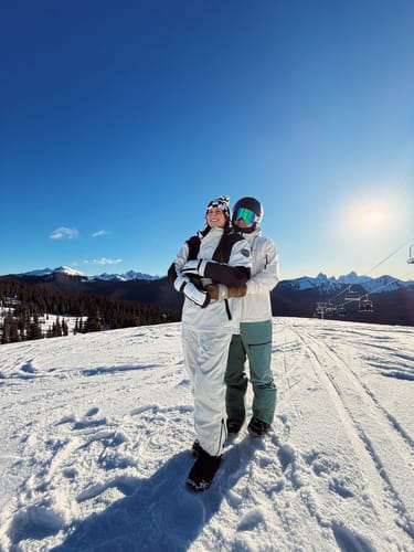 Customer photo review of Women's Green & Blue Color-Block Insulated Snow Anoraks