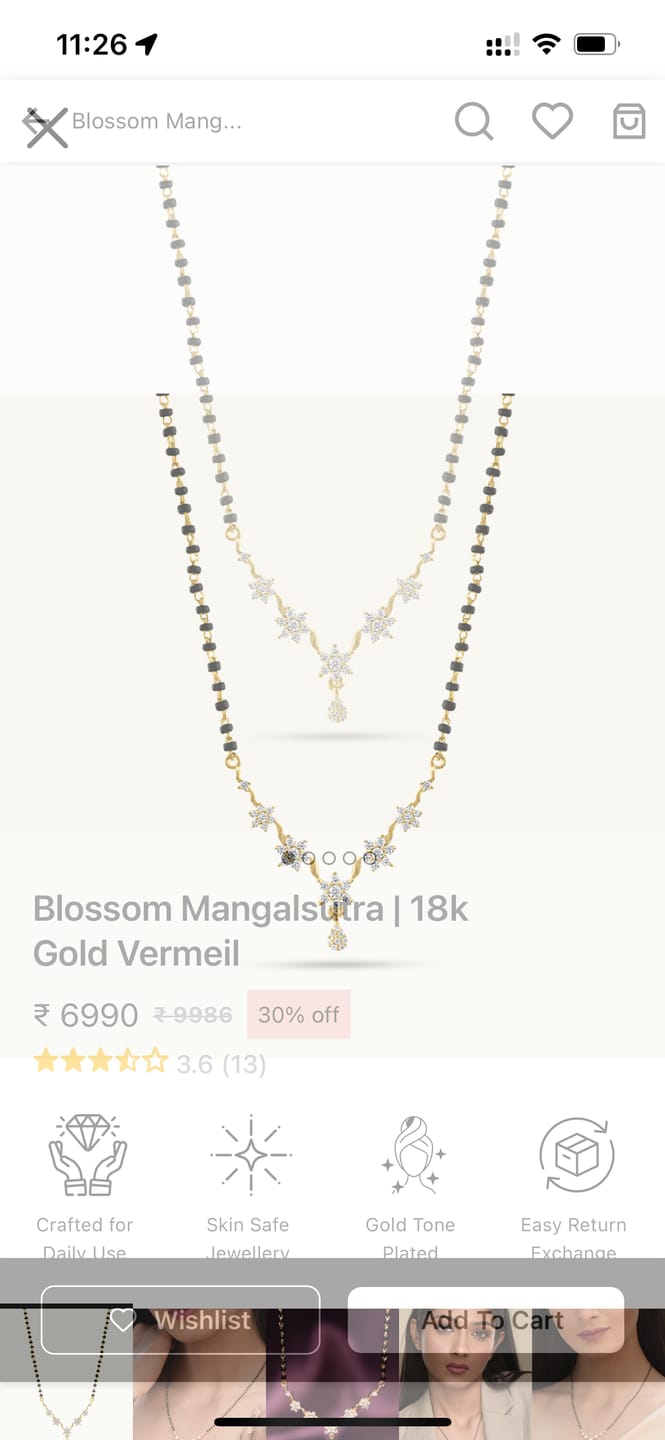 Customer photo review of Blossom Mangalsutra | 18K Gold Vermeil