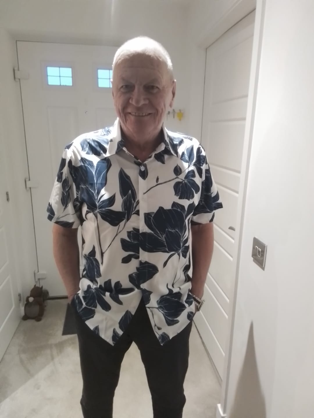 Customer photo review of Men's Summer Casual Floral Button Up Short Sleeve Holiday Cool Beach Shirt