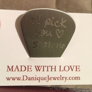 Customer photo review of Personalized Guitar Pick