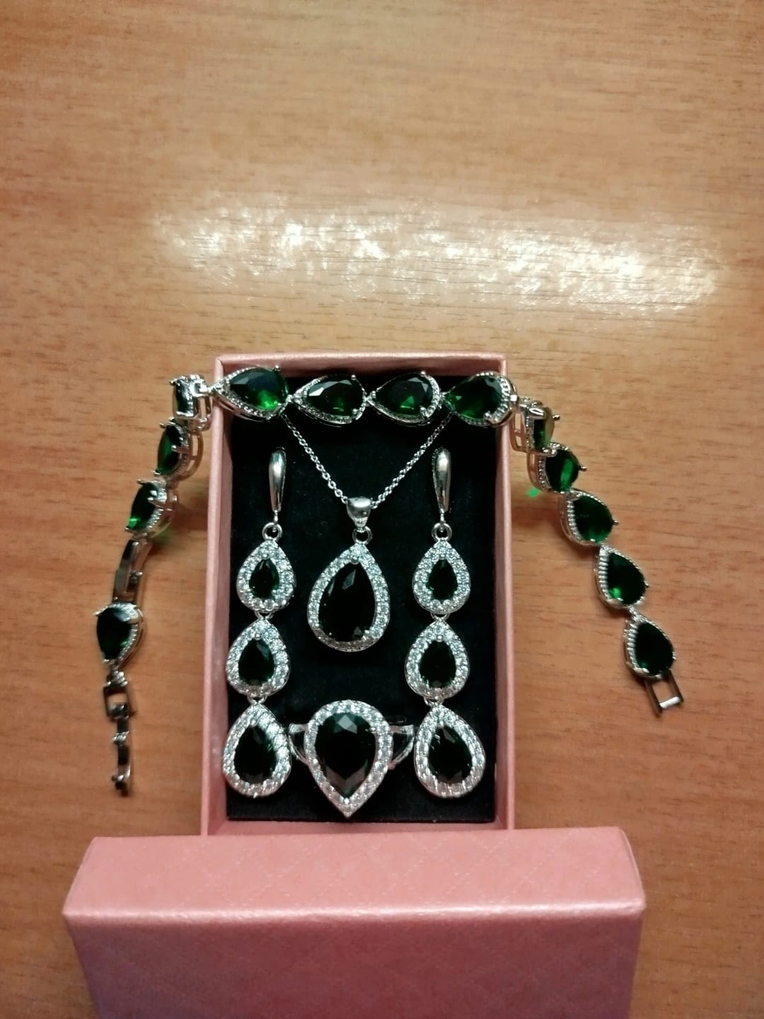 Customer photo review of Silver Water Drop Jewelry Set With Ruby And White Topaz — Red | KIMLUD