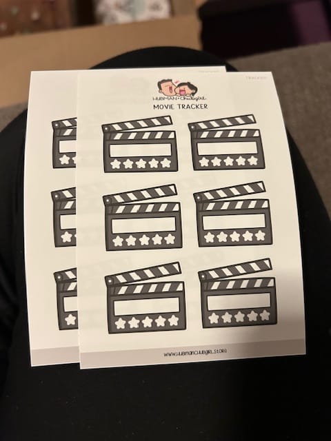Customer photo review of Movies Tracker Planner Stickers