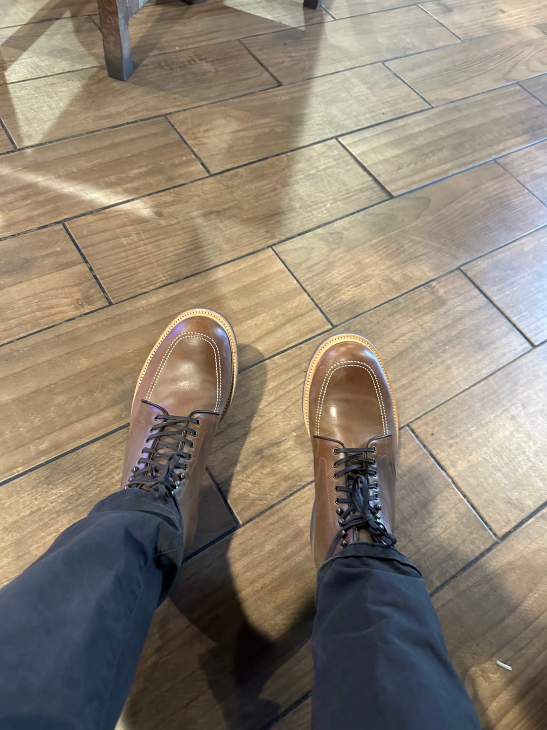Customer photo review of Indiana Jones MocToe Boot -luosjiet®boots -  Tan Refresh Waxy