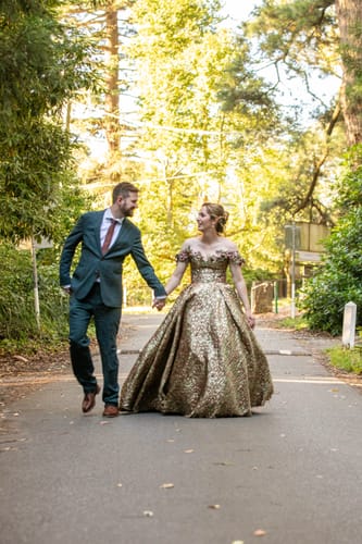 Customer photo review of Enchanted Copper Lily Gown