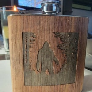 Customer photo review of Personalized Engraved Wooden Flask