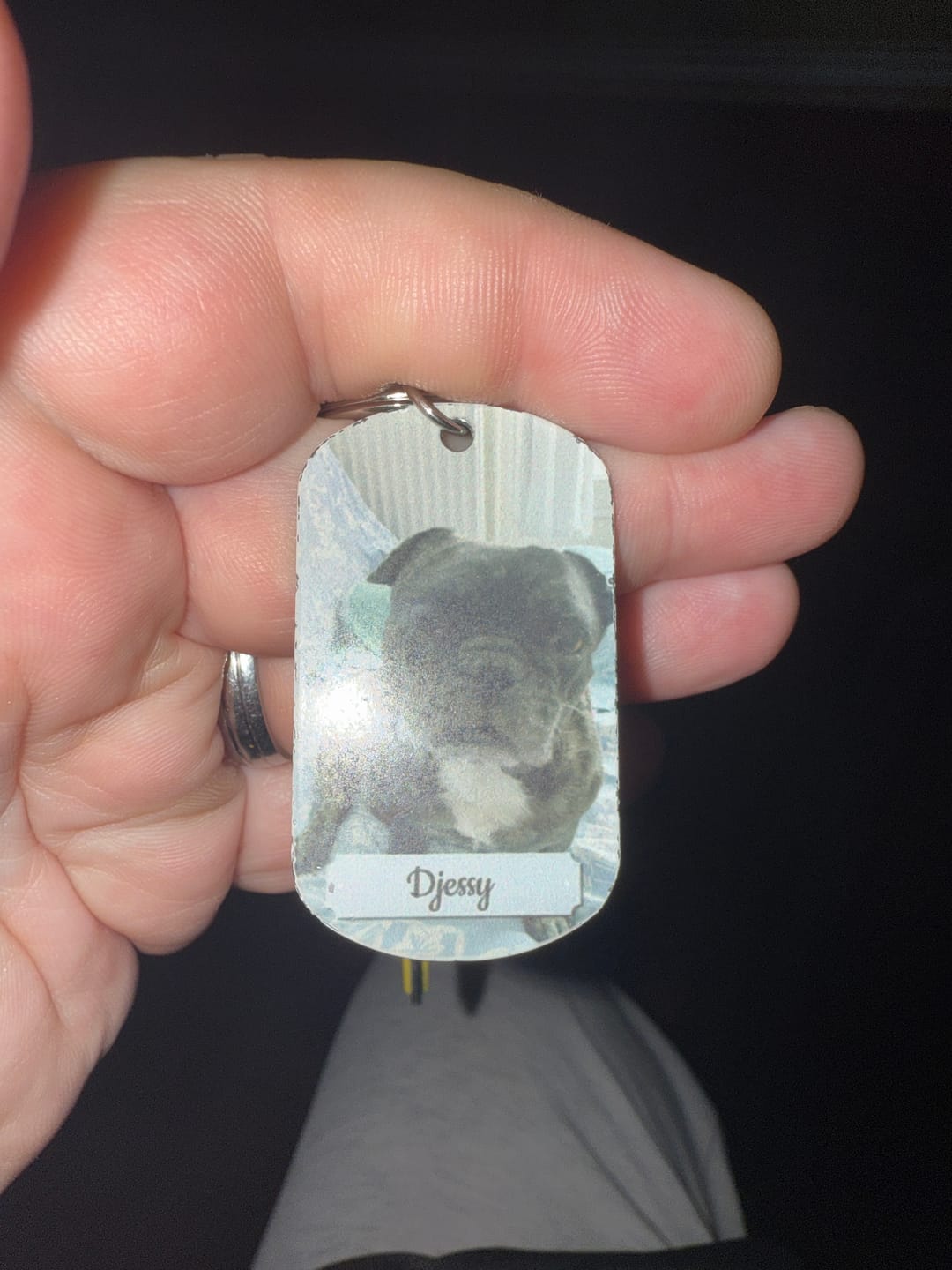 Customer photo review of Photo double face - Porte-clés Dog Tag personnalisé