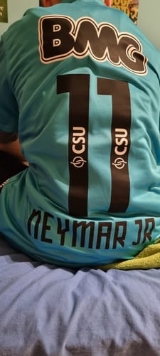 Customer photo review of Neymar JR Santos FC 2011 2012 Retro Blue Green Turquoise Jersey Trikot