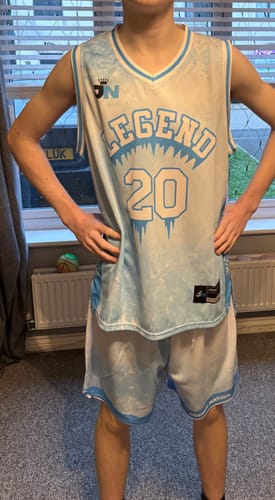 Customer photo review of Icy Blue Custom Basketball Team Uniform Set