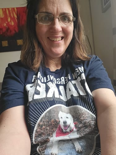 Customer photo review of Mein persönlicher Stalker - Personalisierbares Unisex T-Shirt