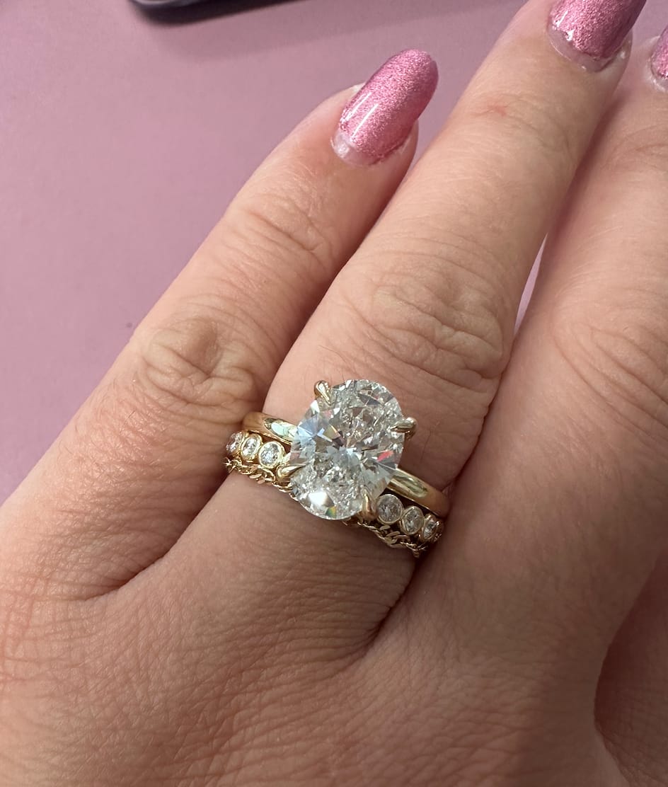Customer photo review of 3.50CT Oval Lab Grown Diamond Solitaire Engagement Ring