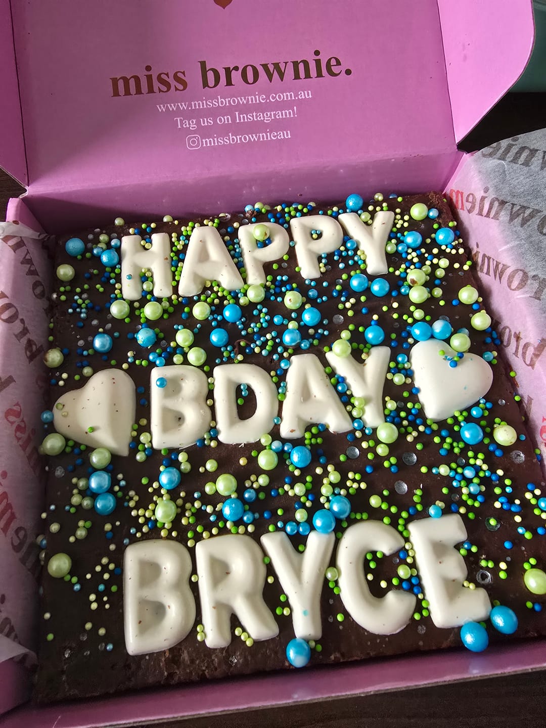 Customer photo review of Mini Custom Birthday Brownie