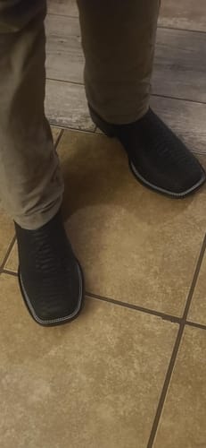 Customer photo review of Matte Black Python Leather Boots - Square Toe