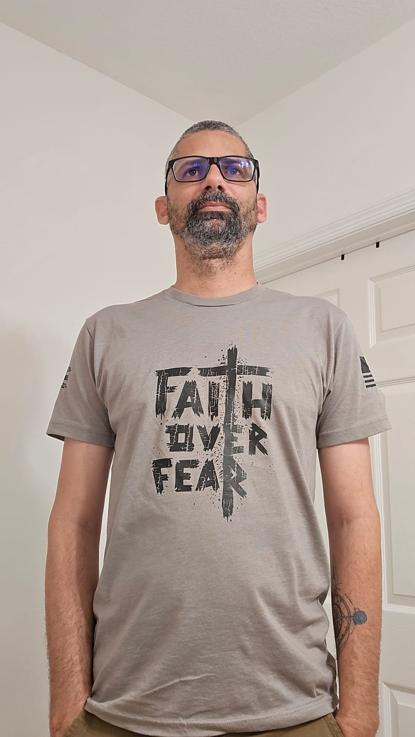 Customer photo review of Faith Over Fear Tee
