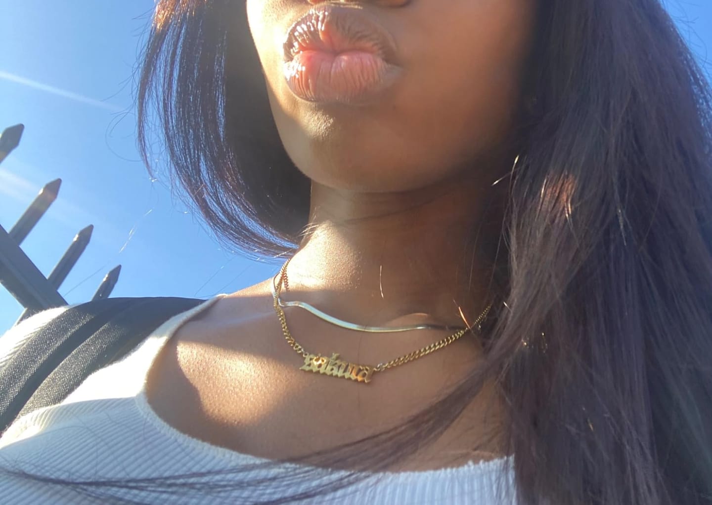 Customer photo review of CUSTOM OLD ENGLISH NAME NECKLACE