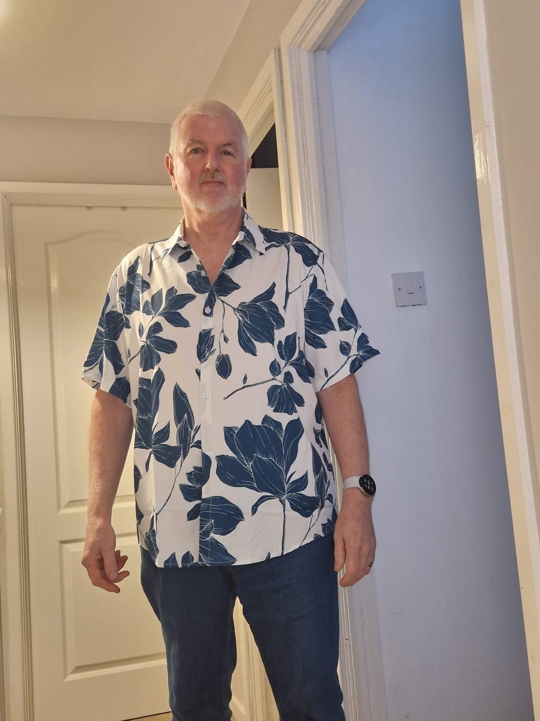 Customer photo review of Men's Summer Casual Floral Button Up Short Sleeve Holiday Cool Beach Shirt
