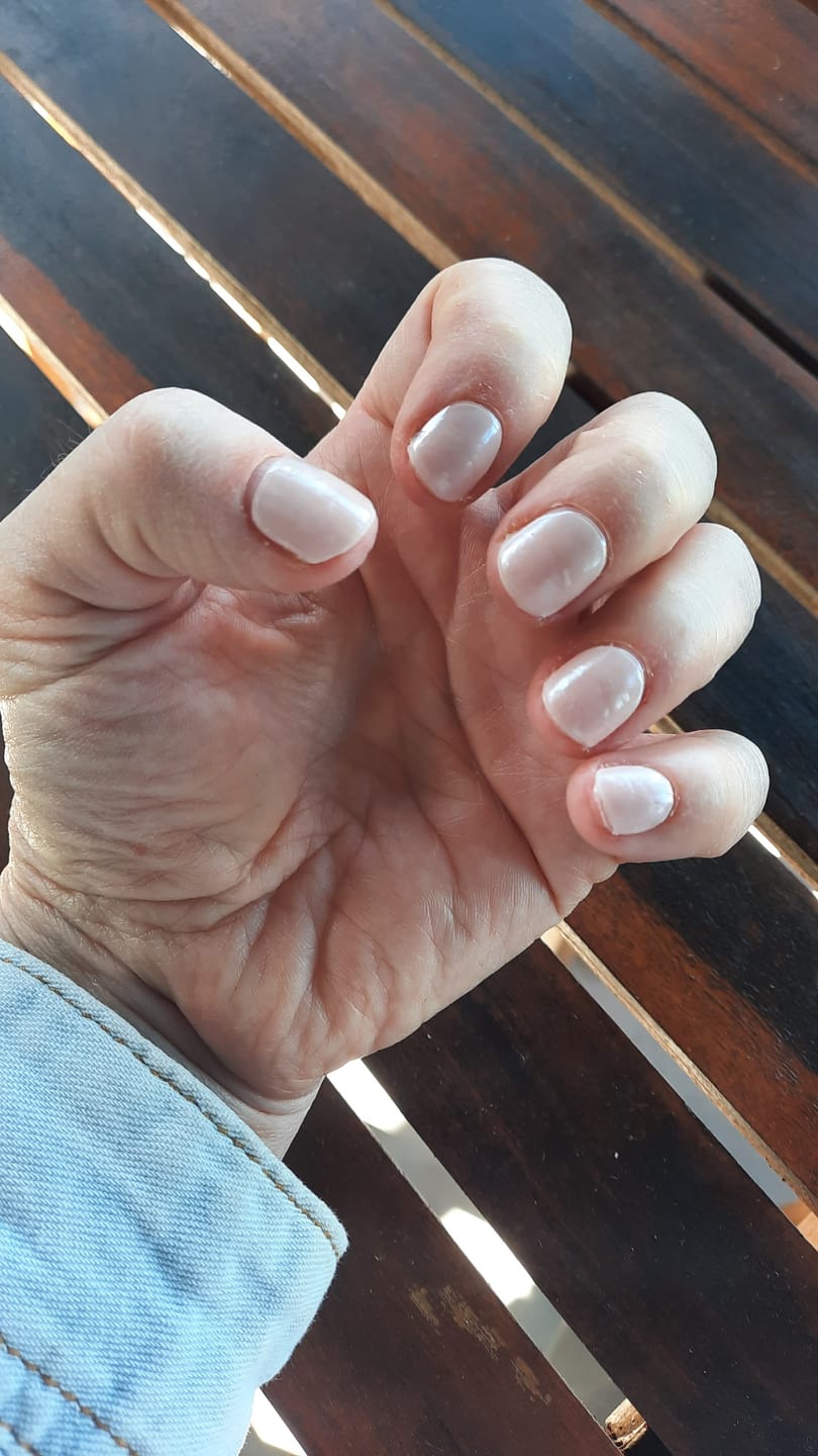 Customer photo review of Icing Sugar White DIY Semicured Gel Nail Sticker Kit