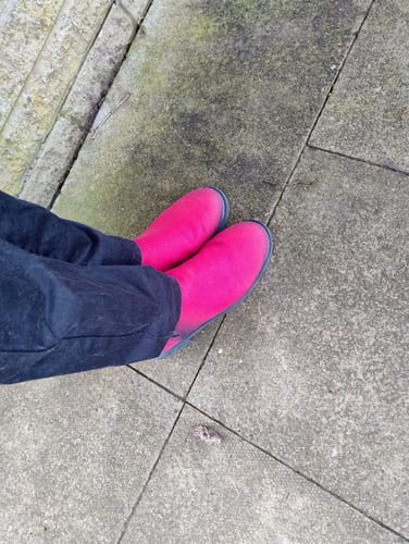 Customer photo review of Mood: Blood Chelsea Boots - Comfy Slip-On - Soft & Water-Resistant Micro-Suede Vegan Shoes