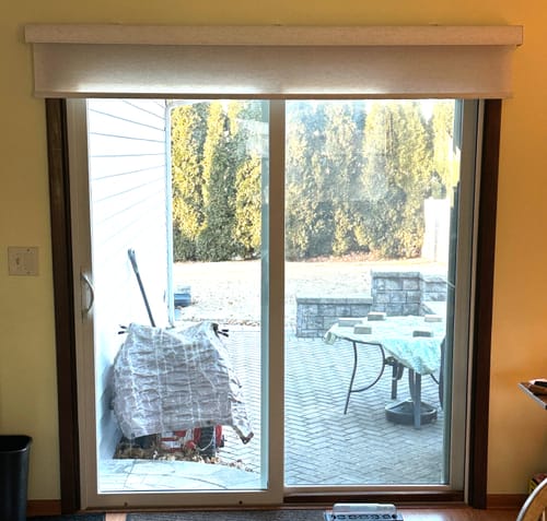 Customer photo review of SmartWings Motorized Light Filtering Roller Shades 70% Blackout Linen