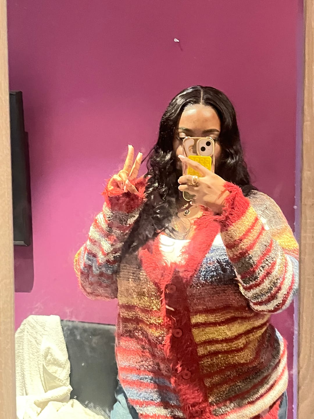 Customer photo review of Aelfric Eden Fringe Stripe Cardigan
