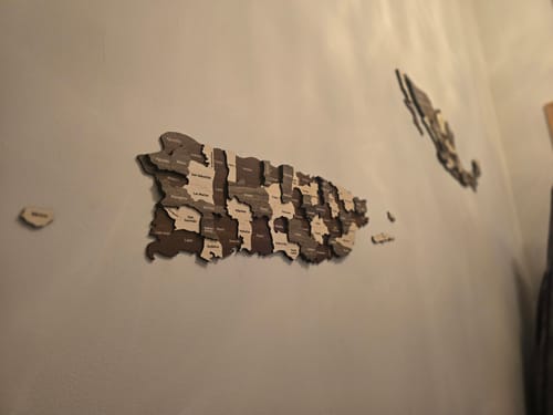Customer photo review of Puerto Rico Wall Map with Cities - 3D Wooden Multilayered Wall Decor - Puerto Rican Gifts